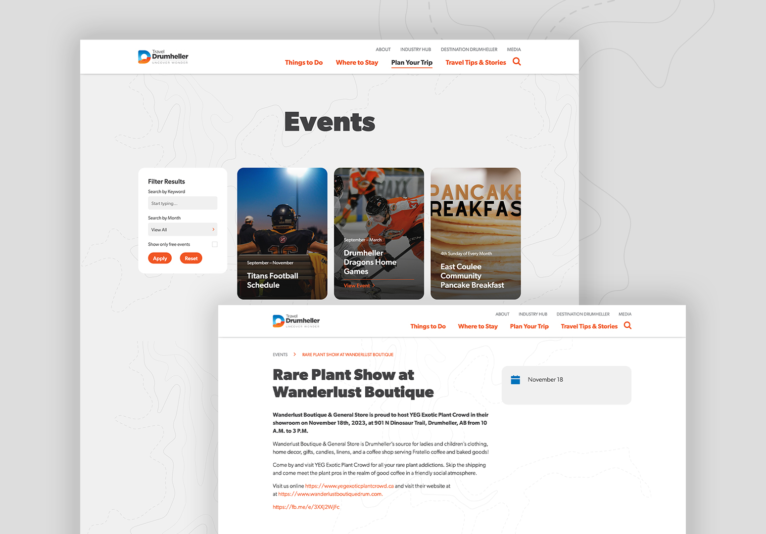 travel drumheller 2022 website design 2